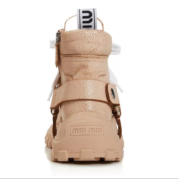 MIU MIU Crystal-Embellished Hiking Boots Sneakers - Picture 2 of 8